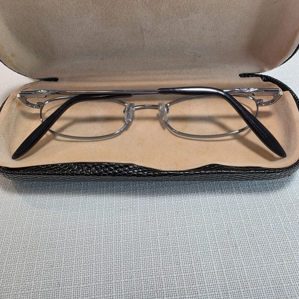 Vintage OP Blue And Silver Oval Metal Glasses Frame EUC